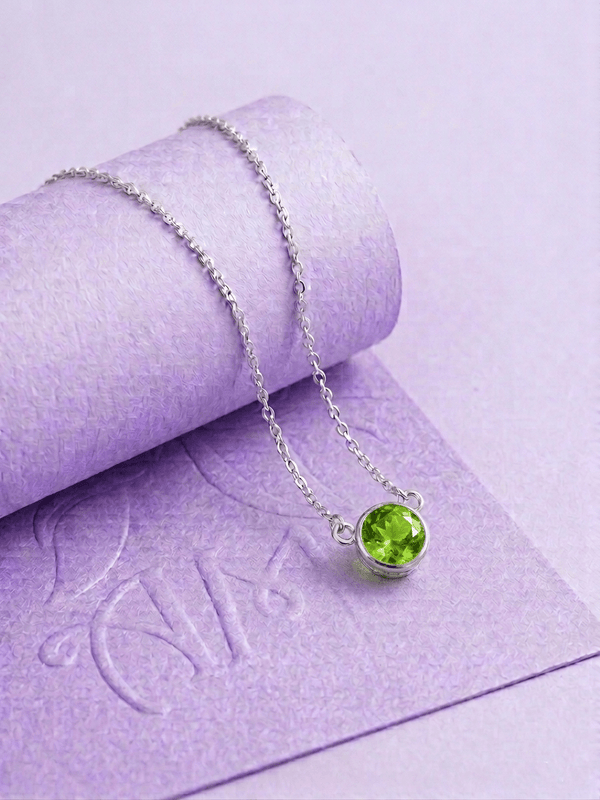 Dây chuyền đá quý tự nhiên Natural Peridot Chain Necklace in Sterling Silver by AME Jewellery
