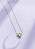 Dây chuyền Đá quý thiên nhiên Heart-cut Peridot Solitaire Bezel Chain Necklace in Sterling Silver by AME Jewellery