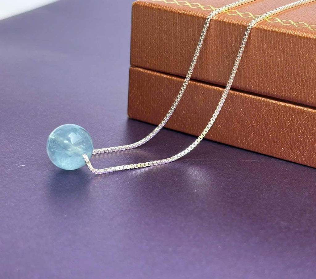 Dây chuyền Đá quý tự nhiên Aquamarine Bead - AME Jewellery
