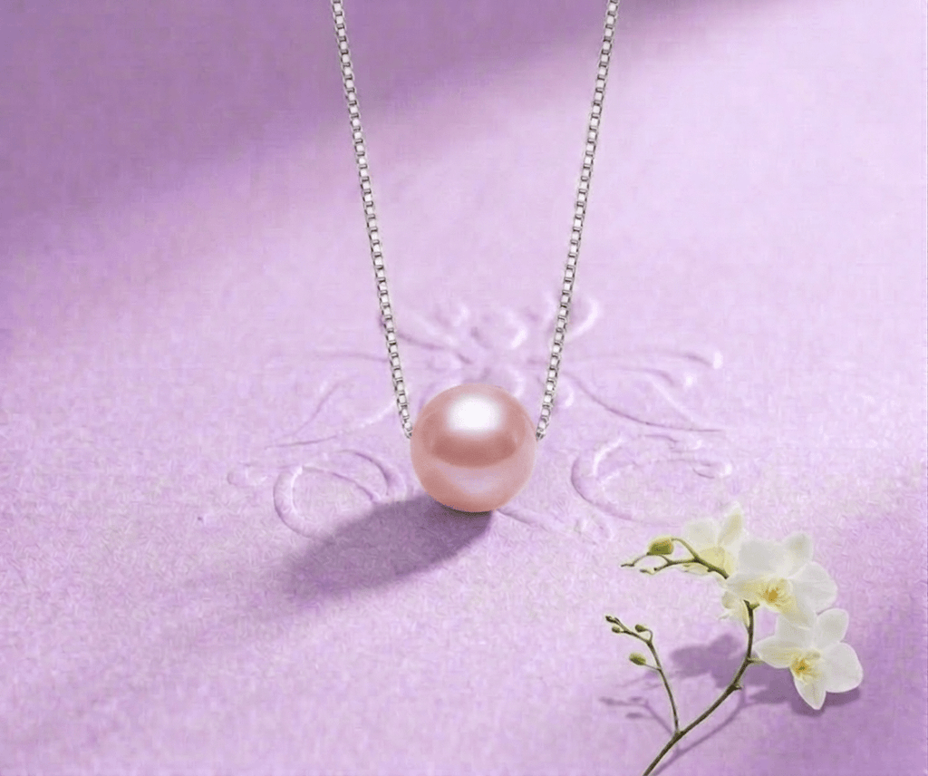Single Pink Freshwater Pearl Chain Necklace in Sterling Silver