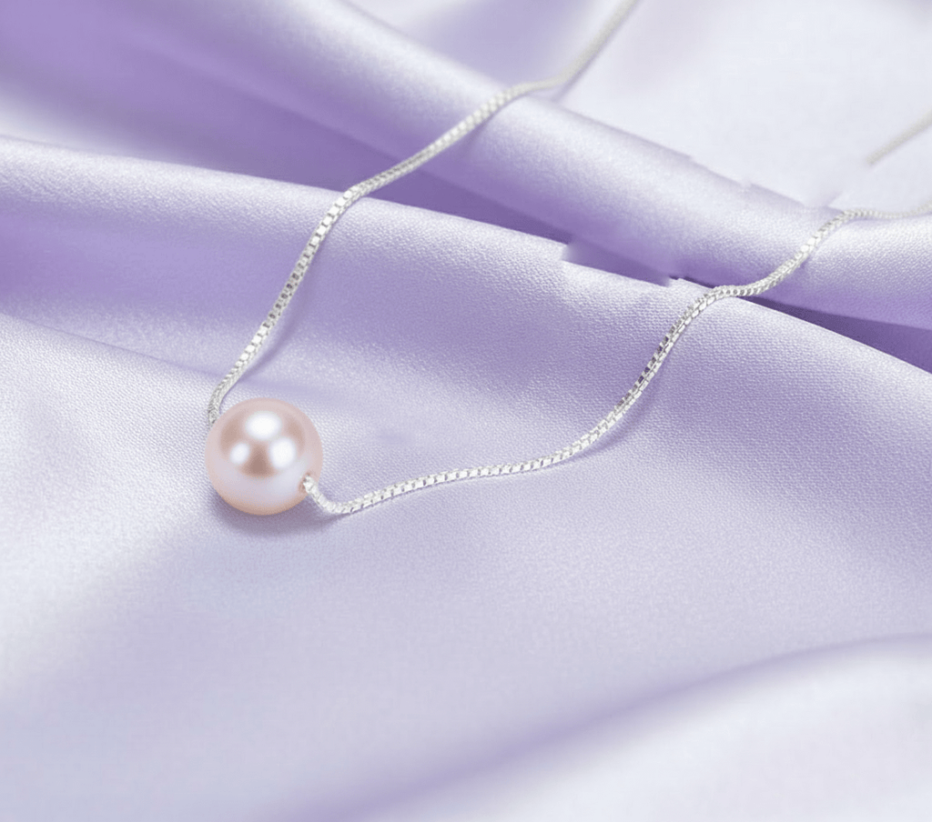 Dây chuyền Ngọc trai hồng Single Pearl Necklace in Sterling Silver by AME Jewellery