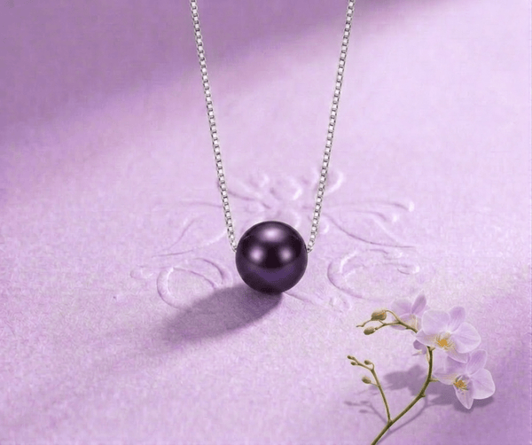 Single Aubergine Freshwater Pearl Chain Necklace in Sterling Silver