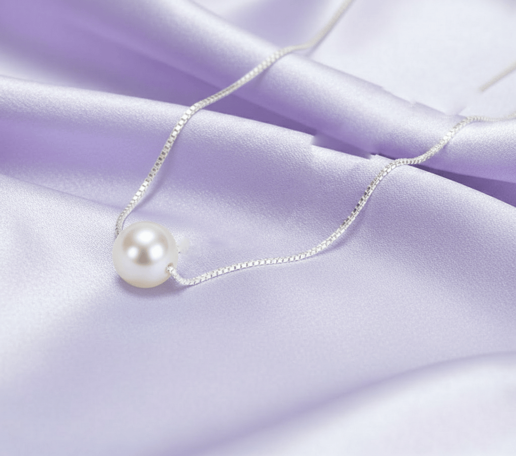 Dây chuyền Ngọc trai trắng Single Pearl Necklace in Sterling Silver by AME Jewellery