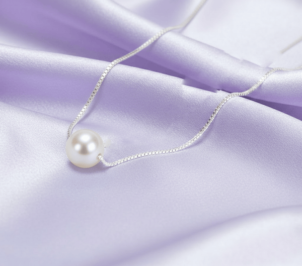Dây chuyền Ngọc trai trắng Single Pearl Necklace in Sterling Silver by AME Jewellery