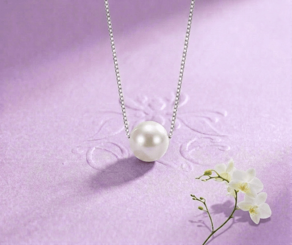 Single White Freshwater Pearl Chain Necklace in Sterling Silver