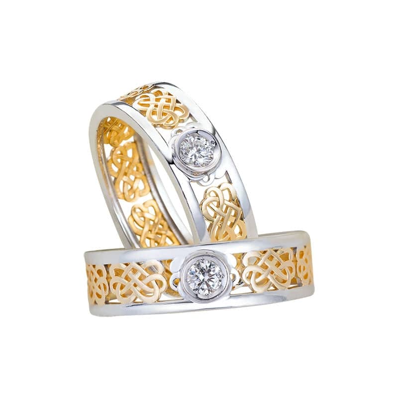 Nhẫn Vàng Kim Cương thiên nhiên Diamond Celtic Ring in 18K Gold by AME Jewellery