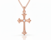 Mặt dây chuyền Thánh Giá Vàng hồng Kim Cương - Diamond Gothic Cross Pendant in 14K Rose Gold by AME Jewellery