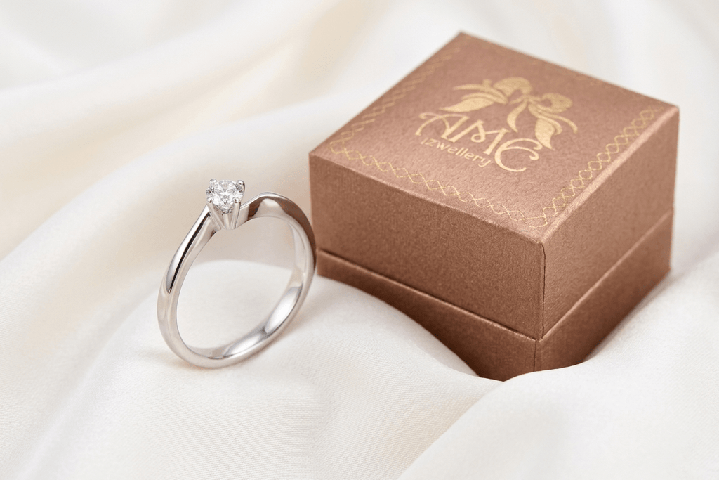 Bague solitaire twist en Or Blanc 14K avec diamant naturel - AME Jewellery