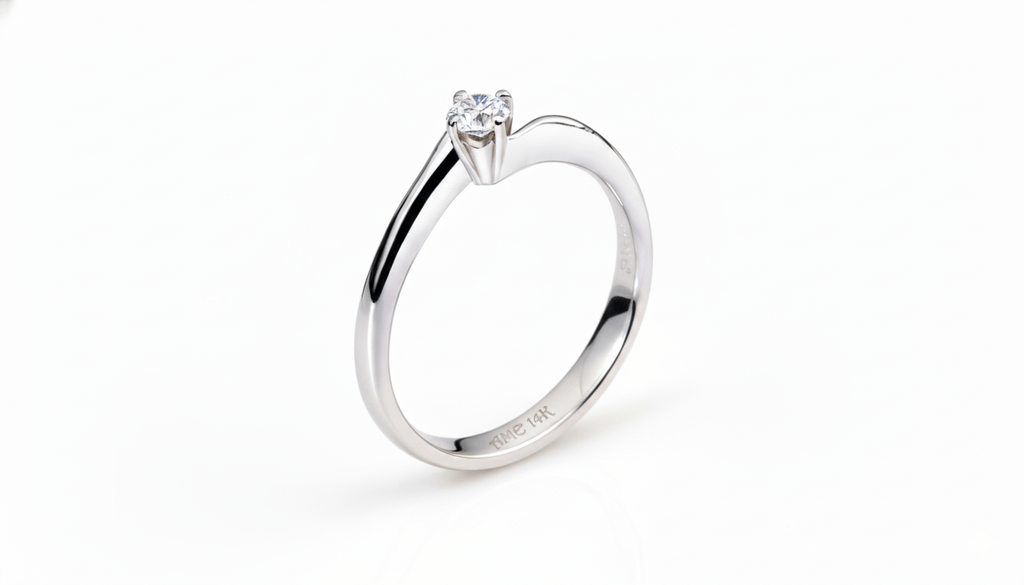 Nhẫn Kim cương thiên nhiên Natural Diamond Solitaire Twist Ring in 14K White Gold by AME Jewellery