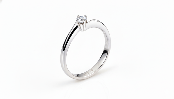 Nhẫn Kim cương thiên nhiên Natural Diamond Solitaire Twist Ring in 14K White Gold by AME Jewellery