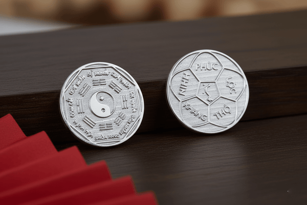 Đồng xu Bạc may mắn Phong thuỷ Việt Nam | Lucky Silver Coin | AME Jewellery