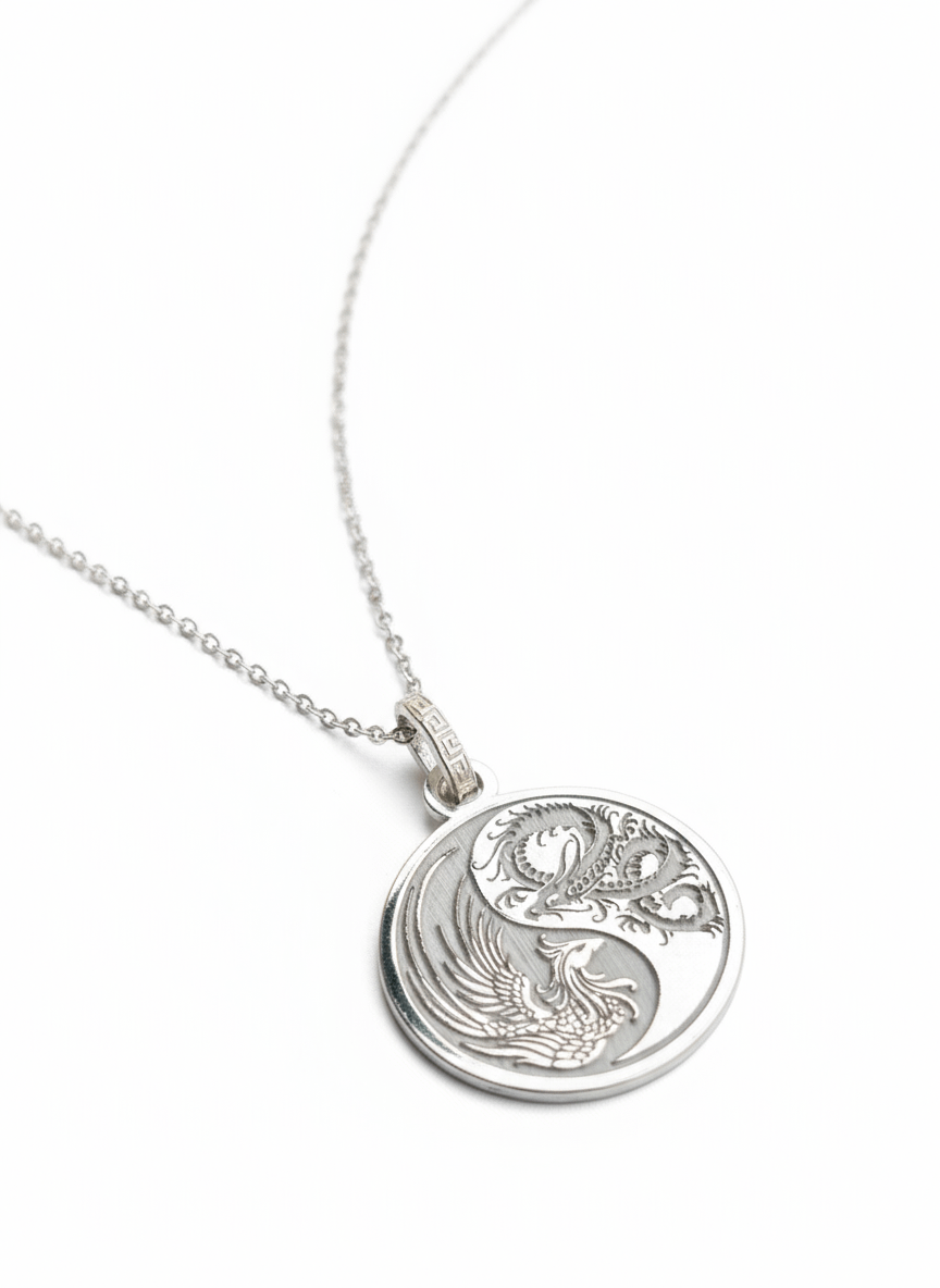 Mặt dây chuyền Rồng Phượng | Dragon and Phoenix Pendant in Sterling Silver by AME Jewellery