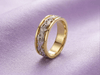 Paire d'alliances, bagues de fiançailles magnifiquement conçues en or 14 carats et or blanc par AME Jewellery