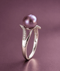 Aubergine Freshwater Cultured Pearl Bypass Ring in Sterling Silver by AME Jewellery.