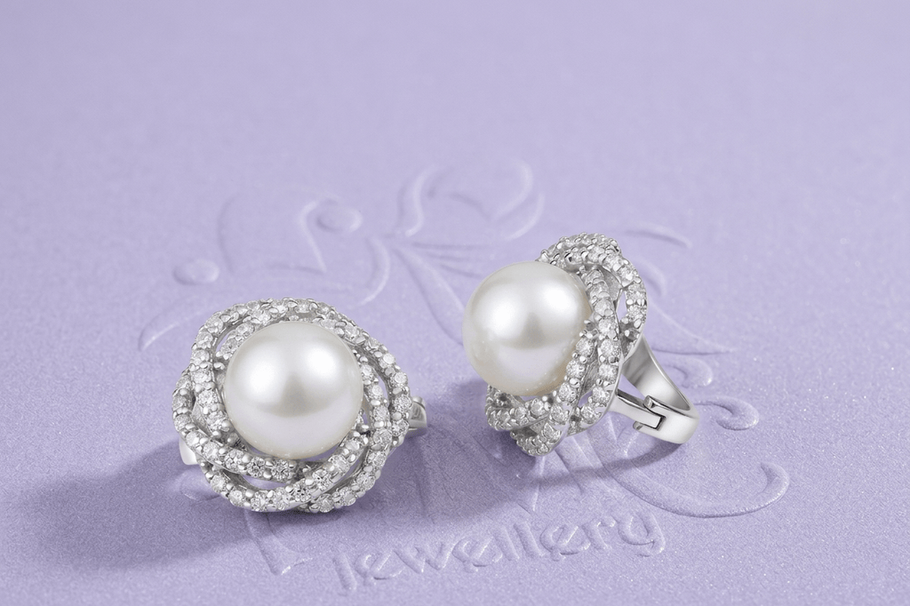White Freshwater Cultured Pearl Nest Earrings in Sterling Silver - AME Jewellery