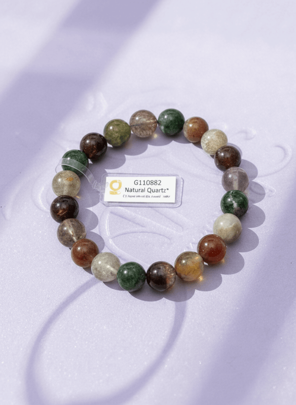 Chuỗi vòng tay đá quý thạch anh ưu linh tự nhiên đa sắc Natural Garden Quartz Bead Bracelet from AME Jewellery