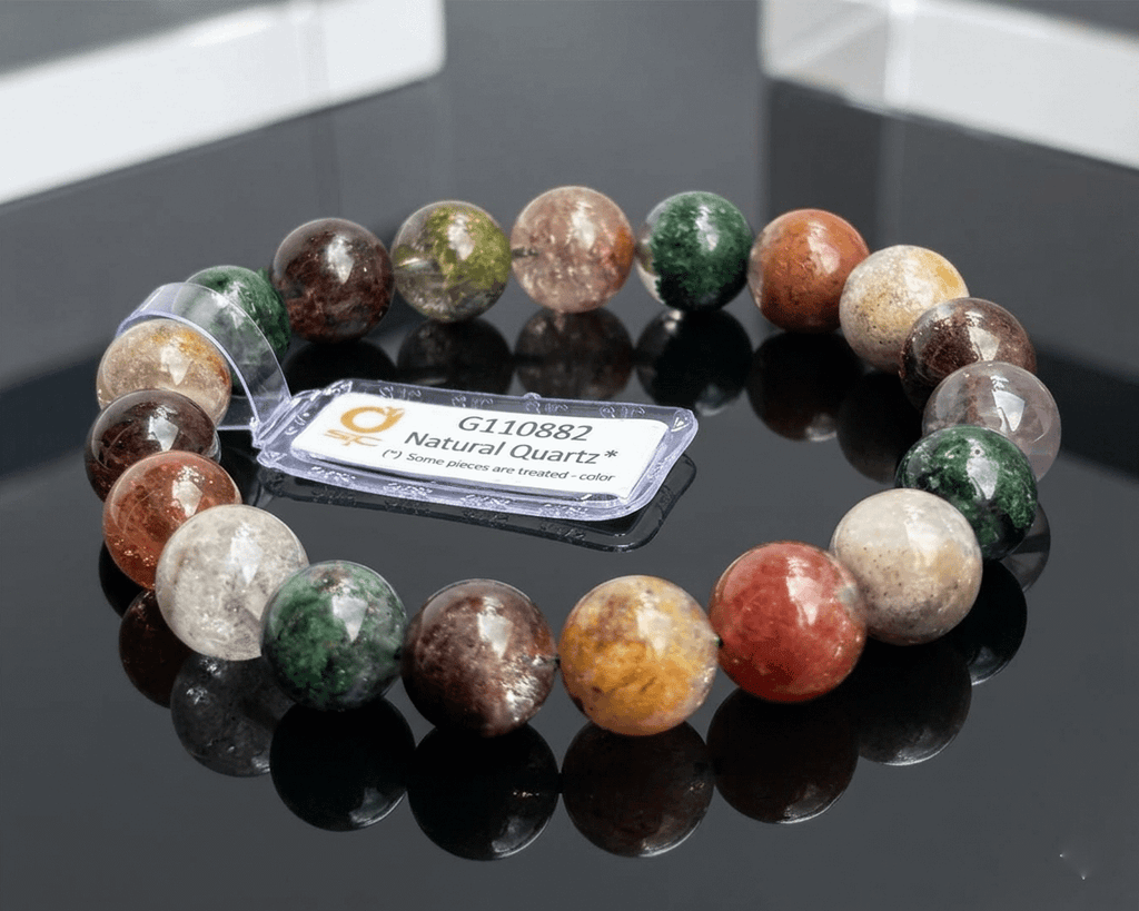 Chuỗi vòng tay đá quý thạch anh ưu linh tự nhiên đa sắc Natural Garden Quartz Bead Bracelet from AME Jewellery