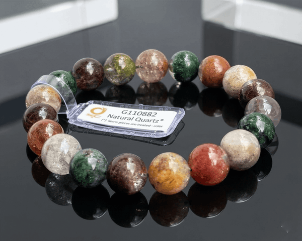 Chuỗi vòng tay đá quý thạch anh ưu linh tự nhiên đa sắc Natural Garden Quartz Bead Bracelet from AME Jewellery