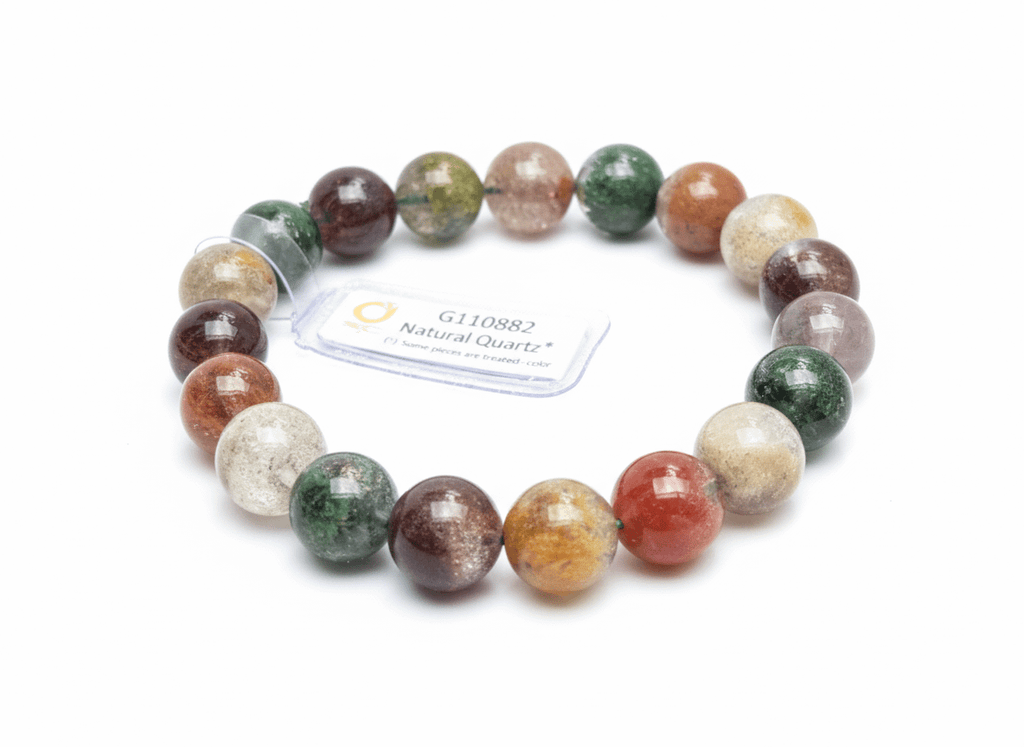 Chuỗi vòng tay đá quý thạch anh ưu linh tự nhiên đa sắc Natural Garden Quartz Bead Bracelet from AME Jewellery
