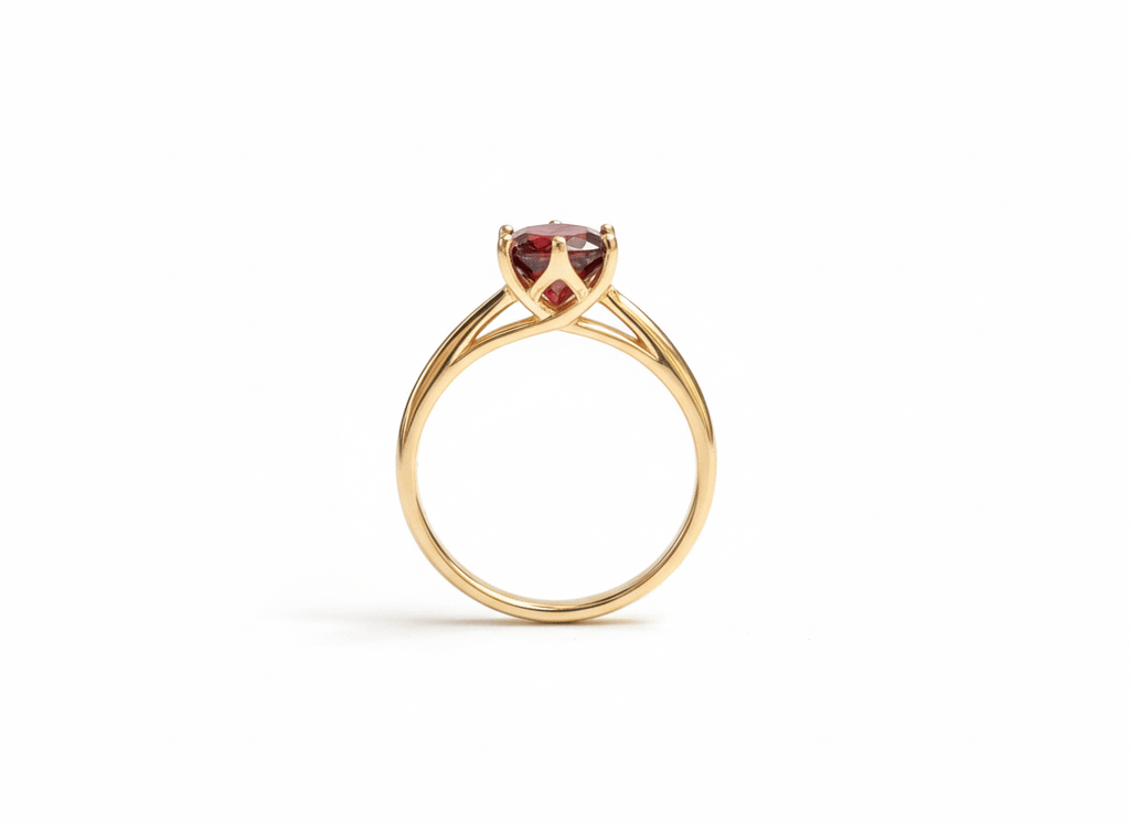 Nhẫn Vàng Đá quý thiên nhiên Garnet 6-prong Ring in 14-karat Yellow Gold by AME Jewellery