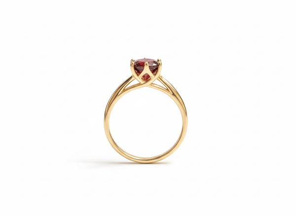 Nhẫn Vàng Đá quý thiên nhiên Garnet 6-prong Ring in 14-karat Yellow Gold by AME Jewellery