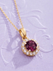 Mặt dây chuyền vàng đá quý tự nhiên Natural Garnet Halo Pendant Necklace in 14K Yellow Gold by AME Jewellery