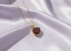 Mặt dây Vàng Đá quý tự nhiên Natural Heart-cut Red Garnet Pendant 14K Yellow Gold by AME Jewellery