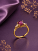 Natural Oval-cut Red Garnet Ring in 14K Yellow Gold by AME Jewellery. 