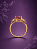 Natural Oval-cut Red Garnet Ring in 14K Yellow Gold by AME Jewellery. 