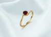Natural Red Garnet Twist Ring in 14K Yellow Gold - AME Jewellery