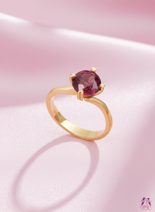 Nhẫn nữ Vàng Đá quý tự nhiên Garnet Twist Solitaire Ring in 14K Yellow Gold by AME Jewellery