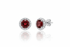 Natural Red Garnet Halo Earrings in Sterling Silver by AME Jewellery