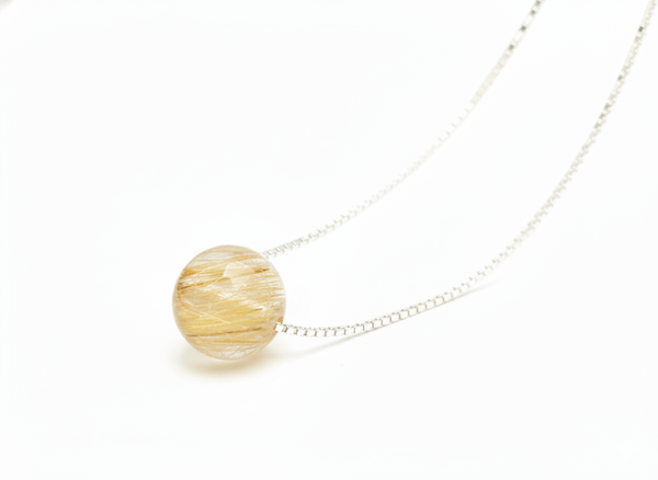 Dây chuyền Đá quý tự nhiên Golden Rutile Quartz Bead Chain Necklace in Sterling Silver by AME Jewellery