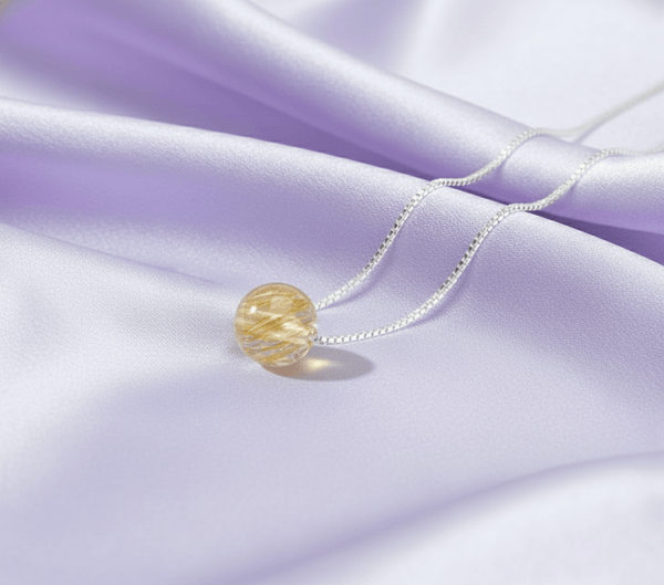 Dây chuyền Đá quý tự nhiên Golden Rutile Quartz Bead Chain Necklace in Sterling Silver by AME Jewellery