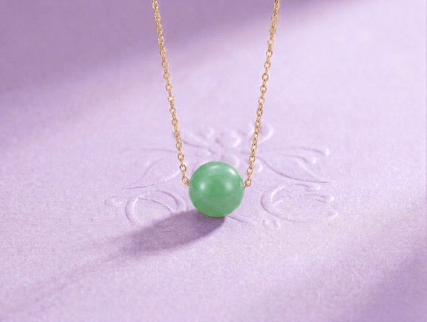 Dây chuyền Vàng Đá quý Cẩm thạch Green Jadeite Jade Bead Gold Chain Necklace by AME Jewellery