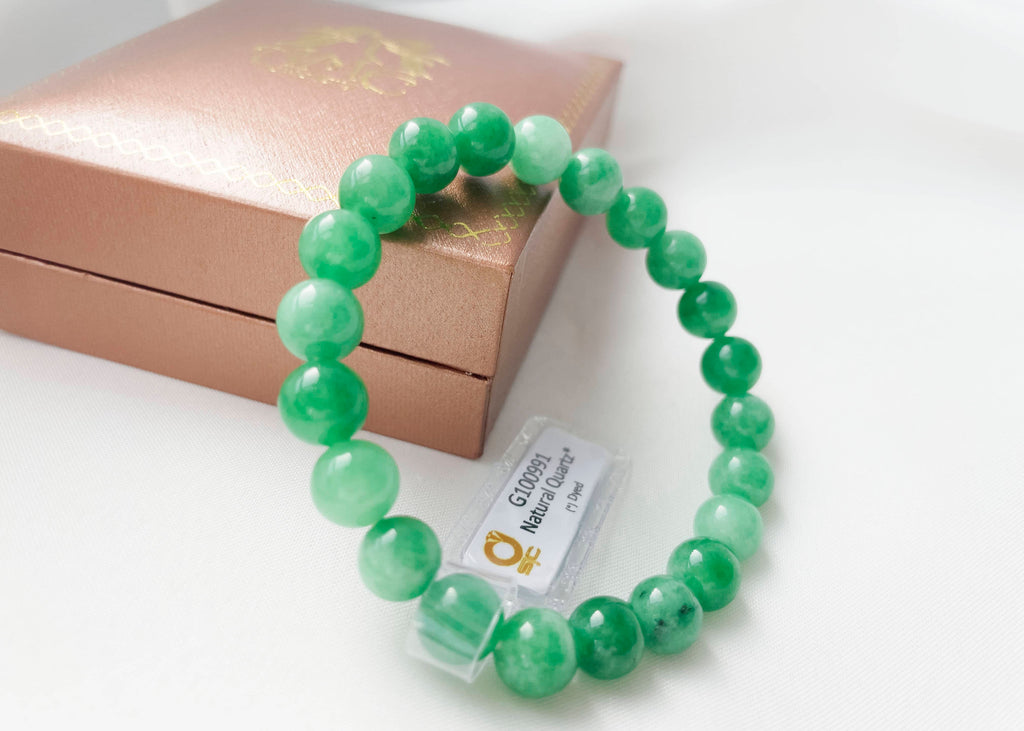 Chuỗi tay Đá quý thiên nhiên Thạch Anh Xanh lục | Green Quartz Beads Bracelet | AME Jewellery