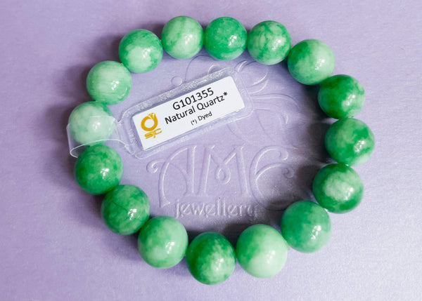 Chuỗi tay Đá quý thiên nhiên Thạch Anh Xanh lục | Green Quartz Beads Bracelet | AME Jewellery