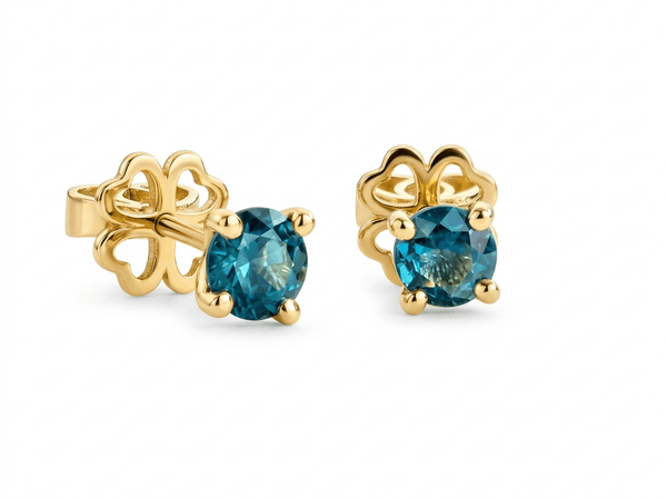 Bông tai Vàng Đá quý thiên nhiên Green Sapphire Earrings in 14K Yellow Gold by AME Jewellery