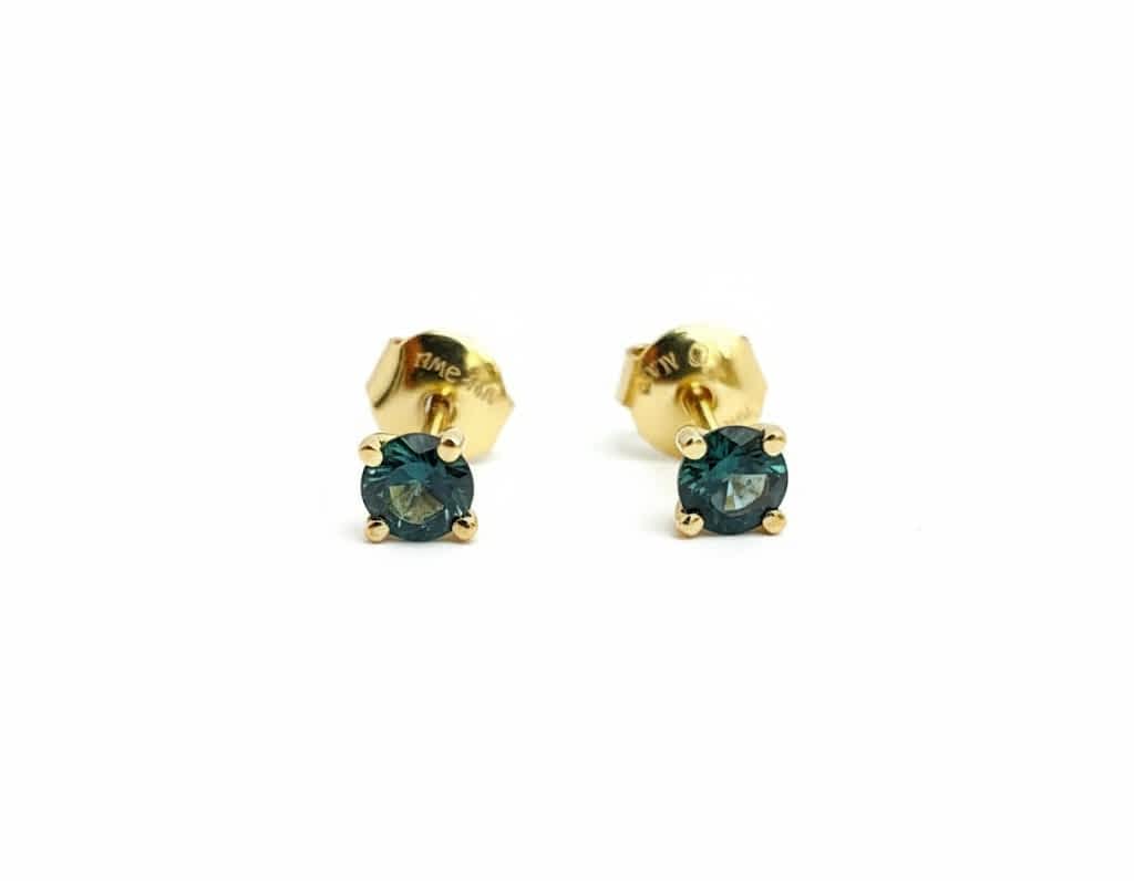 Bông tai Vàng Đá quý thiên nhiên Green Sapphire Earrings in 14K Yellow Gold by AME Jewellery