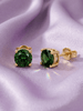 Bông tai vàng đá quý tự nhiên Natural Green Tourmaline Earrings in 14K Yellow Gold by AME Jewellery