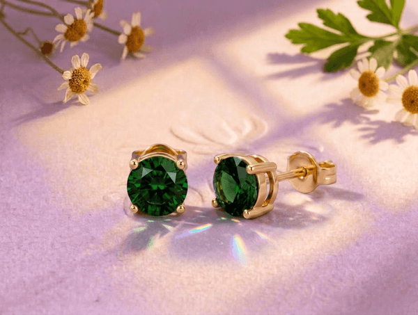 Bông tai Vàng 14K Đá quý tự nhiên Green Tourmaline - AME Jewellery