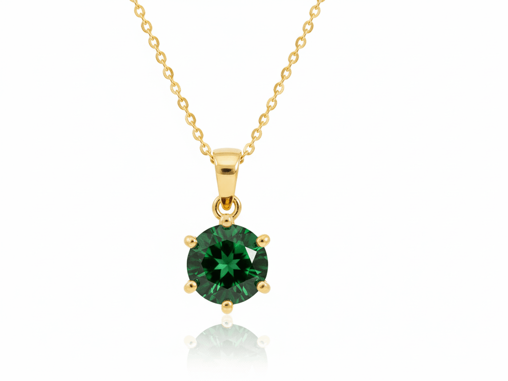 Mặt dây chuyền Vàng Đá quý tự nhiên Natural Green Tourmaline Pendant Necklace in 14K Yellow Gold by AME Jewellery 