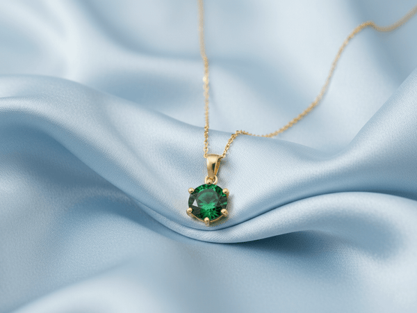 Mặt dây chuyền Vàng Đá quý tự nhiên Natural Green Tourmaline Pendant Necklace in 14K Yellow Gold by AME Jewellery 