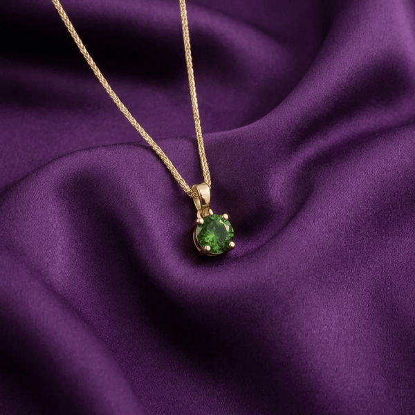 Mặt dây vàng đá quý tự nhiên Natural Green Tourmaline Pendant Necklace in 14K Yellow Gold by AME Jewellery