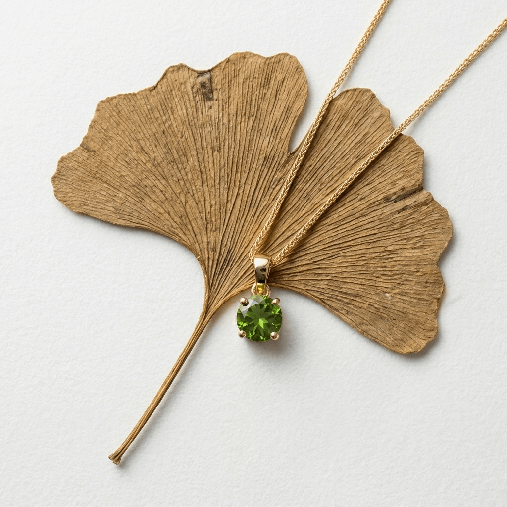 Mặt dây vàng đá quý tự nhiên Natural Green Tourmaline Pendant Necklace in 14K Yellow Gold by AME Jewellery