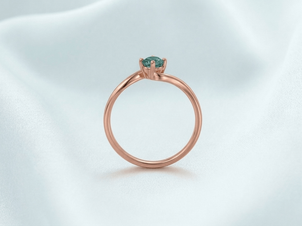 Nhẫn Vàng hồng Đá quý tự nhiên Natural Green Tourmaline Solitaire Twist Ring in 14K Rose Gold by AME Jewellery