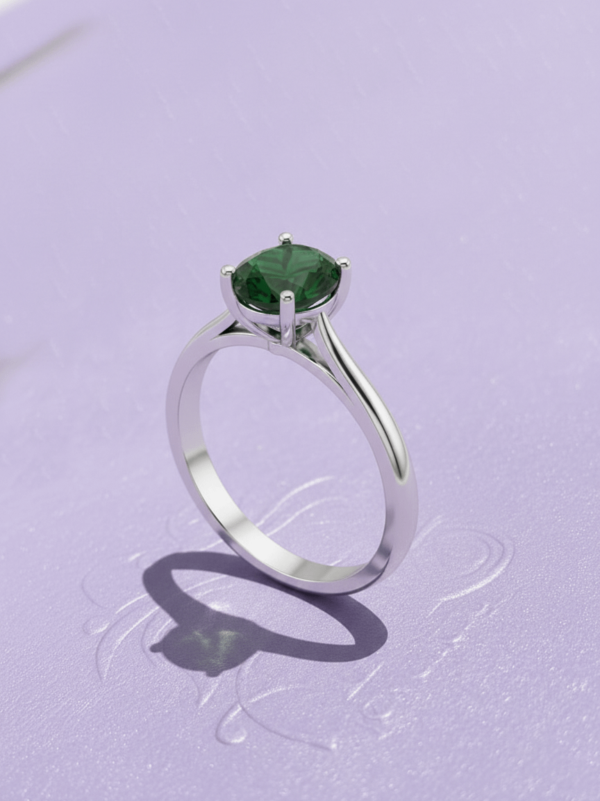 Nhẫn Vàng trắng Đá quý tự nhiên Natural Oval-Cut Green Tourmaline Ring in 10K White Gold by AME Jewellery