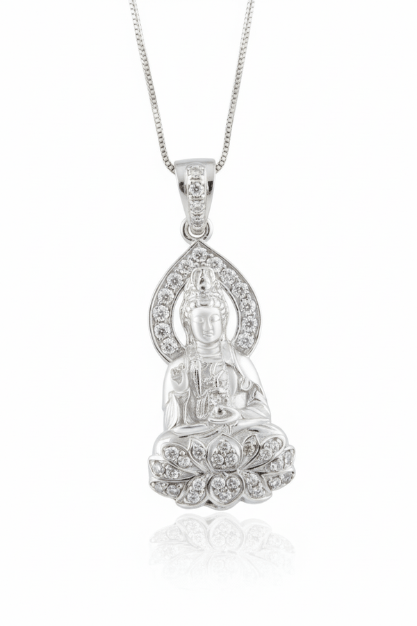 Mặt dây Phật Bà Quan Âm | Guanyin Buddha Pendant Necklace in Sterling Silver by AME Jewellery