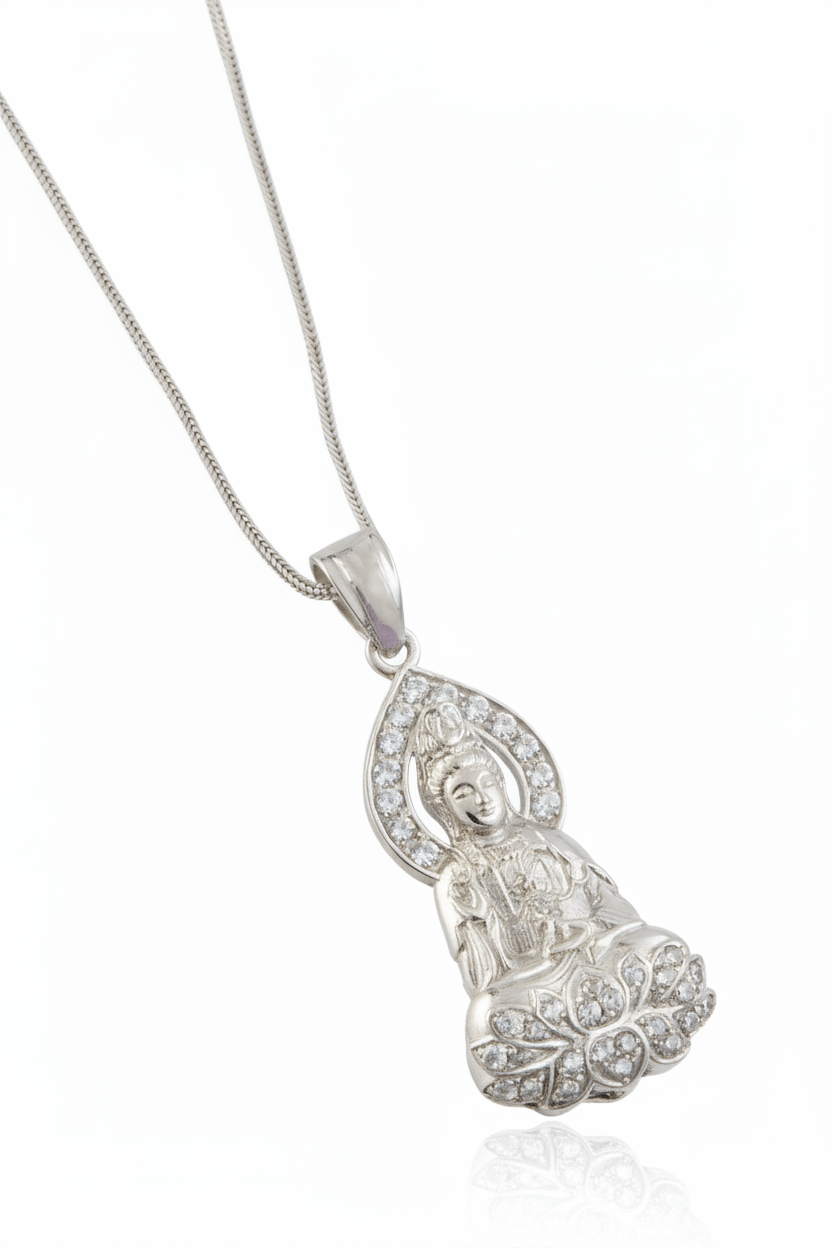Mặt dây chuyền Phật Bà Quan Âm | Guanyin Buddha Pendant Necklace in Sterling Silver by AME Jewellery