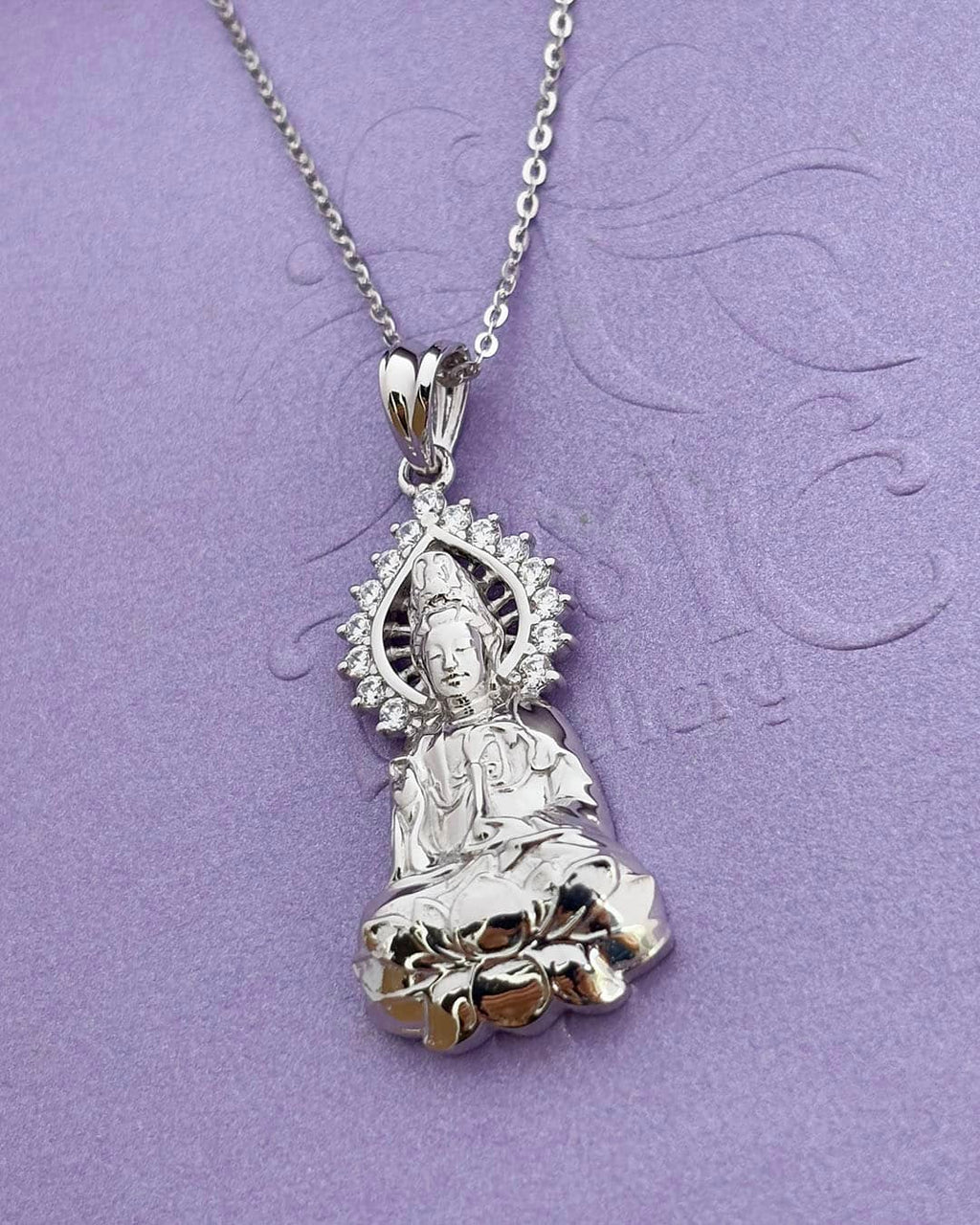 Mặt dây Bạc cao cấp Phật Bà Quan Âm | Guanyin Buddha Pendant in Sterling Silver by AME Jewellery